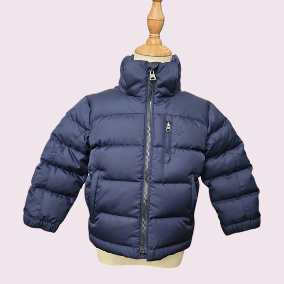 Polo Ralph Lauren Navy Blue Puffer Jacket Size 2 Toddler with Snap-off Hood - Picture 5 of 11